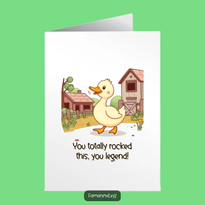 Free Printable Congratulations Card: Joyful Duck Waddles to Celebrate Your Success - Downloadable Gift