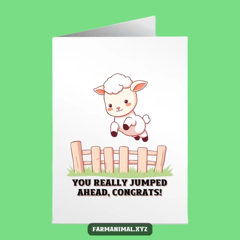 Free Printable Lamb Congrats Card: Playful Leaping Lamb Downloadable Gift!