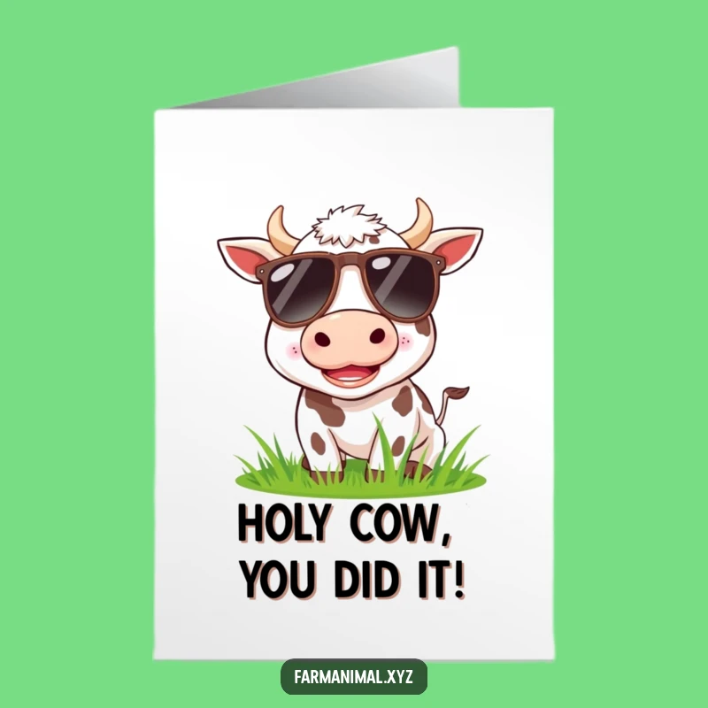Free Printable Congrats Card: Funny Cow, Exciting Downloadable Gift for Celebration