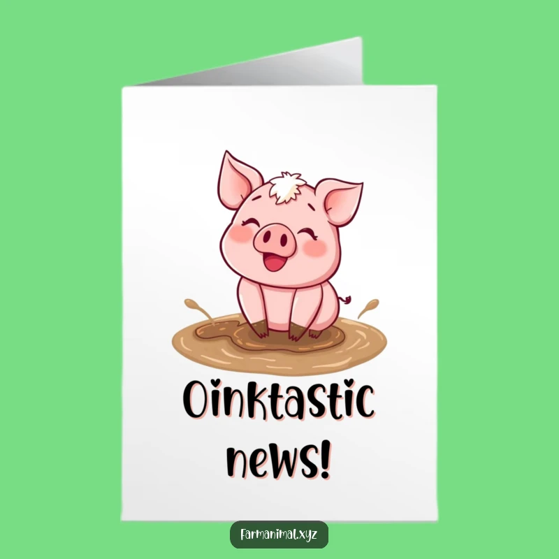 Free Printable Congrats Card: Pig's Muddy Splash of Success!
