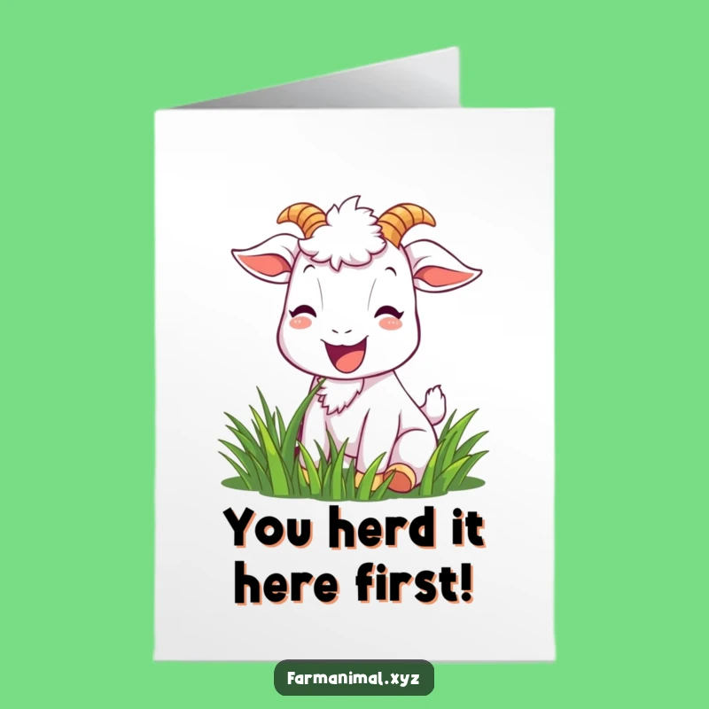 Free Printable Congratulations Card: Smiling Goat, Funny Downloadable for Achievements