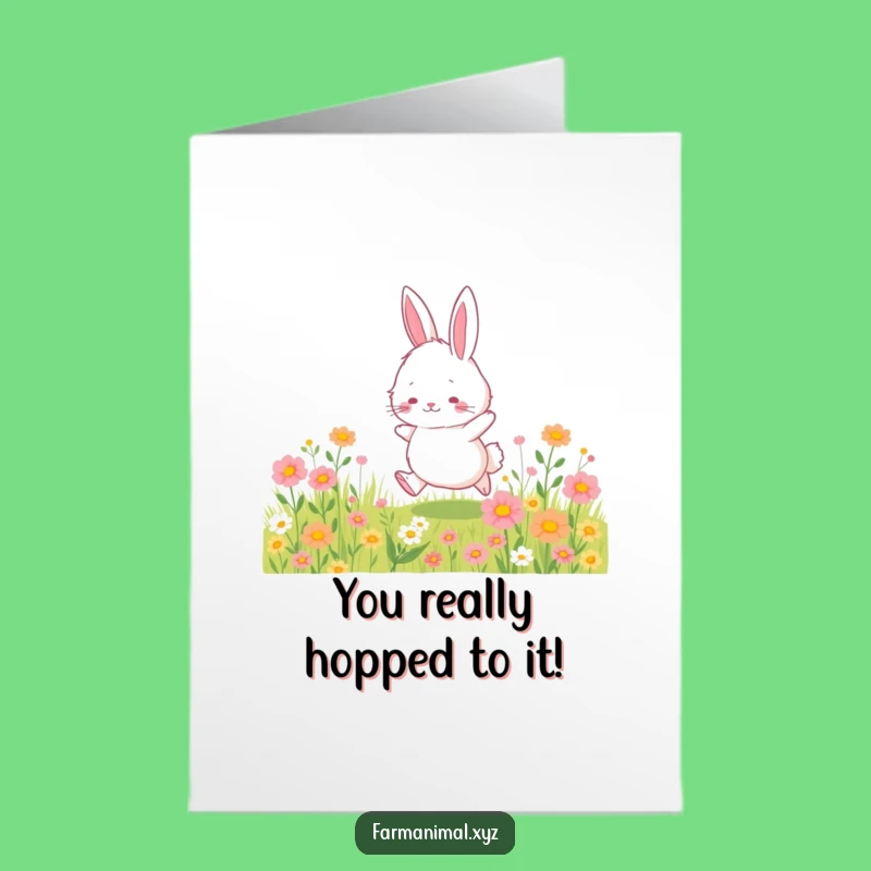 Free Printable Congratulations Card: Bunny Bouncing, Funny Downloadable for Achievements