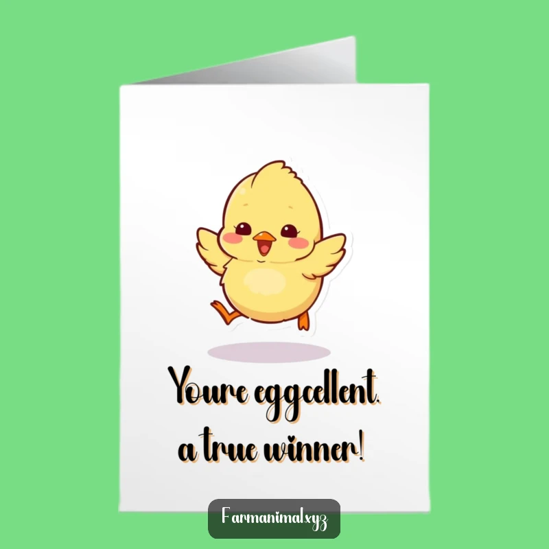 Free Printable Chick Card: Excited Hop Congratulations Funny Downloadable Gift for Bouncy Success