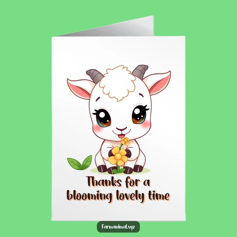 Free Printable Goat Thank You Card: Curious Nibble Funny Downloadable Gift for Sweet Thanks