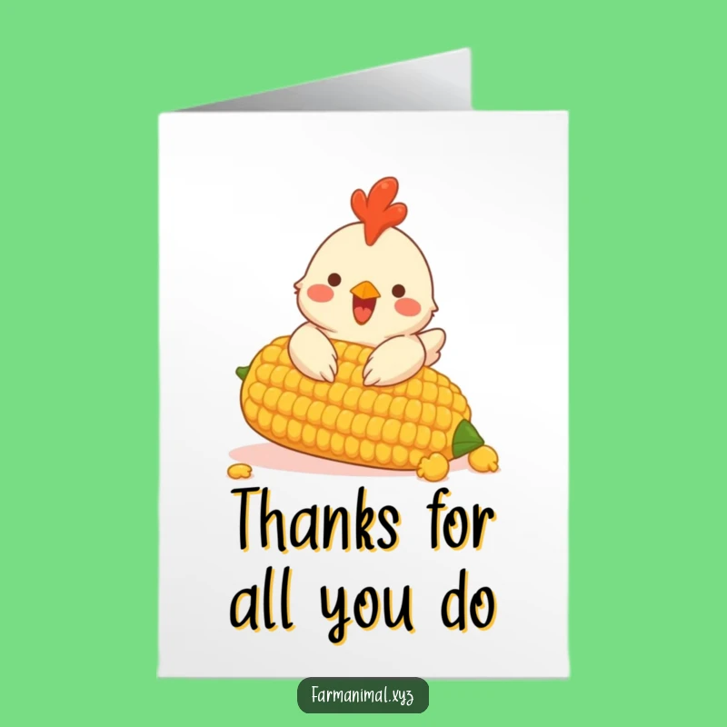 Free Printable Thank You Card: Chicken's Corn Feast for a Funny Downloadable Gift