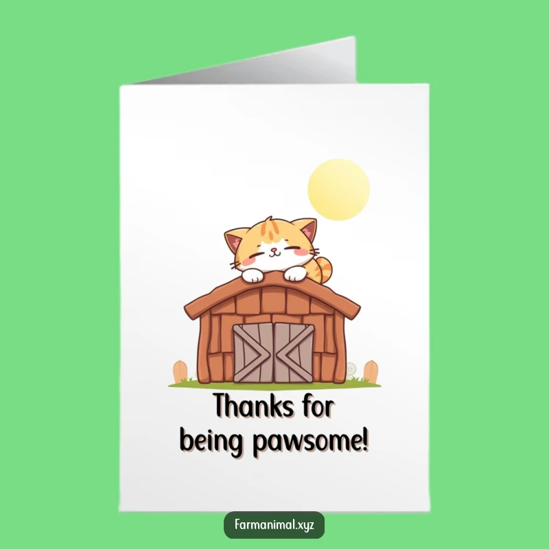 Free Printable Thank You Card Funny Cat Sunbathing - Downloadable Peaceful Gift