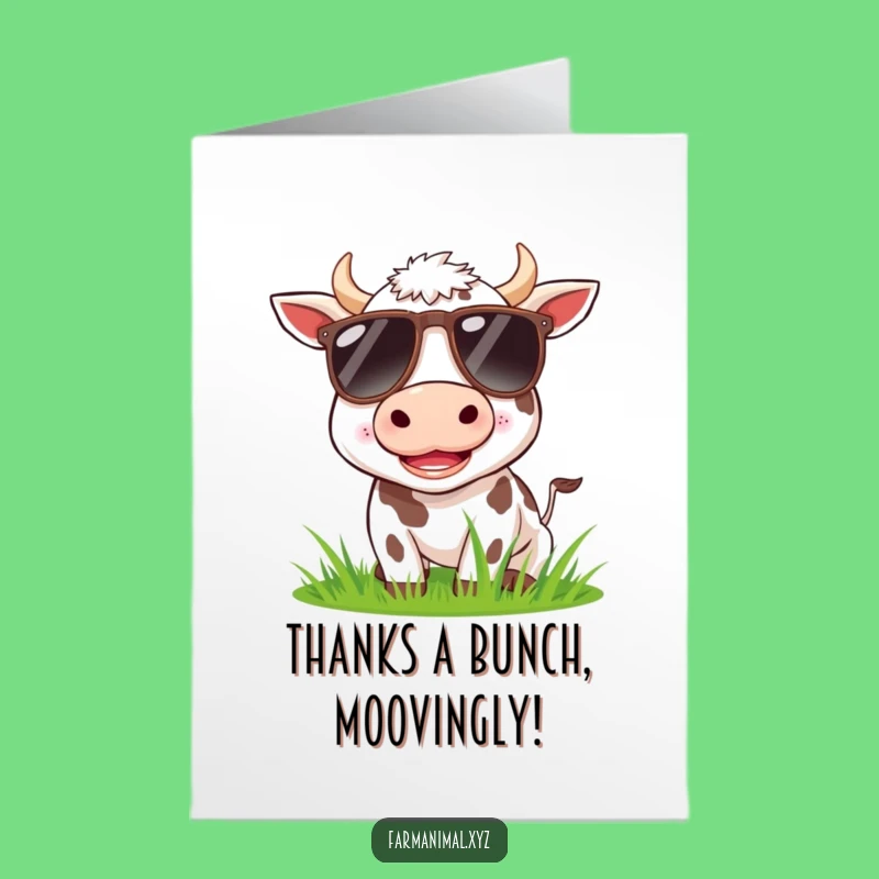 Free Printable Thank You Card: Funny Cow, Thoughtful Downloadable Gift for Gratitude