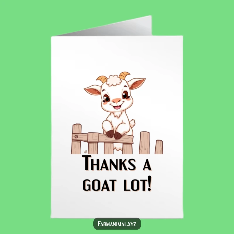 Free Printable Thank You Card Funny Goat Fence Climber - Downloadable Gratitude Gift
