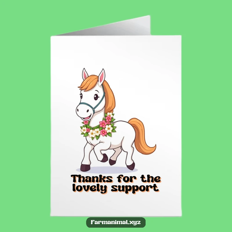 Free Printable Thank You Card: Happy Horse Floral Garland, Funny Downloadable Gift