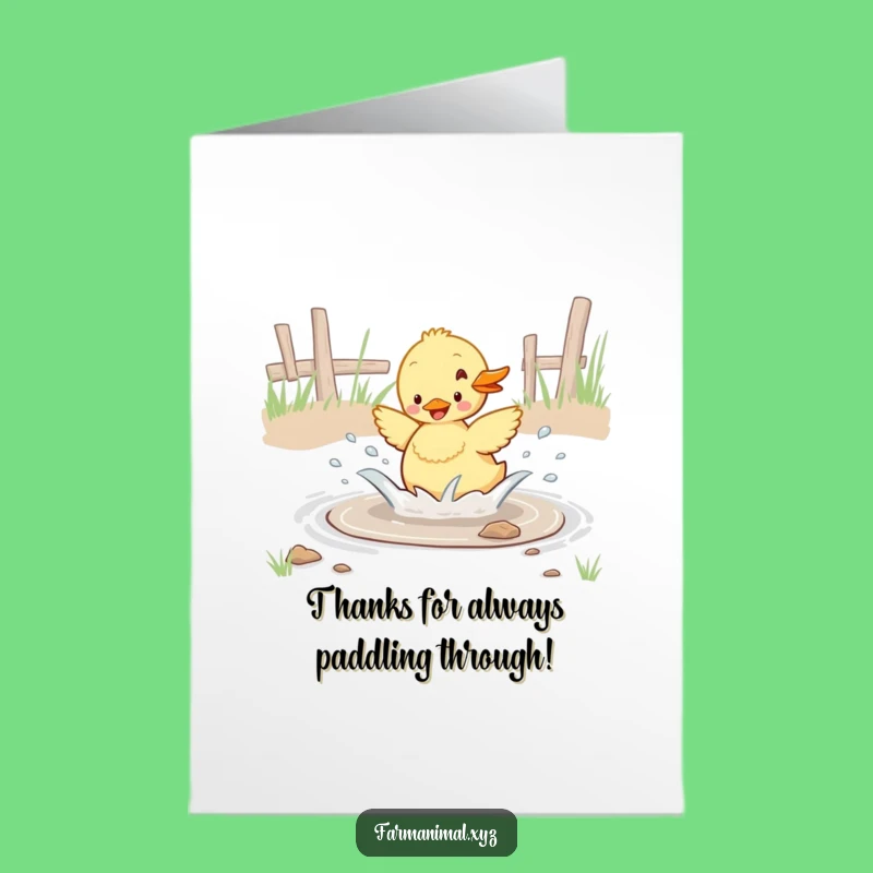Free Printable Thank You Card: Witty Duckling Puddle Play, Downloadable Gratitude