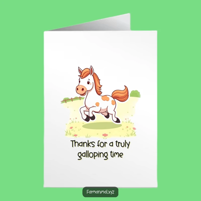 Thank You Free Printable Card: Horse's Joyful Kick, Grateful Downloadable Gift