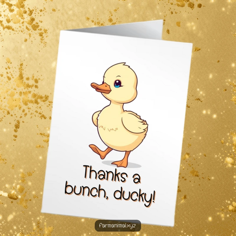 Funny Free Printable Thank You Card: Determined duckling waddles purposefully, expressing thanks with conviction.