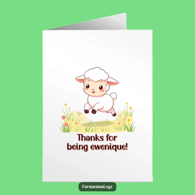 Free Printable Thank You Card: Playful Lamb Skipping, a Thoughtful Downloadable Gift