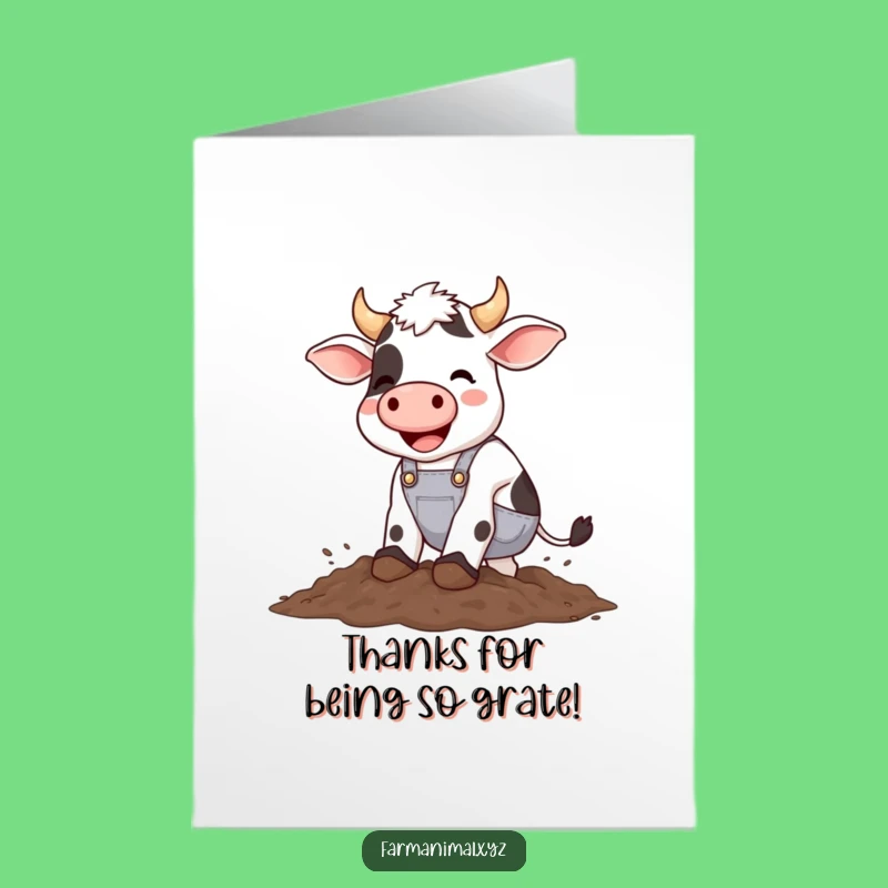 Free Printable Thank You Card: Witty Cow Mud Stomp, Downloadable Gratitude Greeting