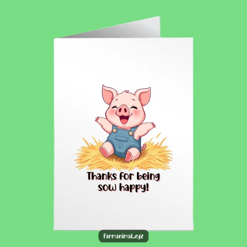 Free Printable Thank You Card: Piglet's Hay Day, Gratitude Download