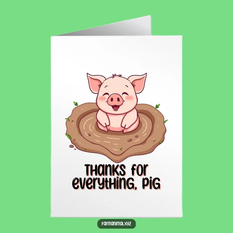 Free Printable Thank You Card: Pig Muddy Heart for a Sweet Downloadable Gift