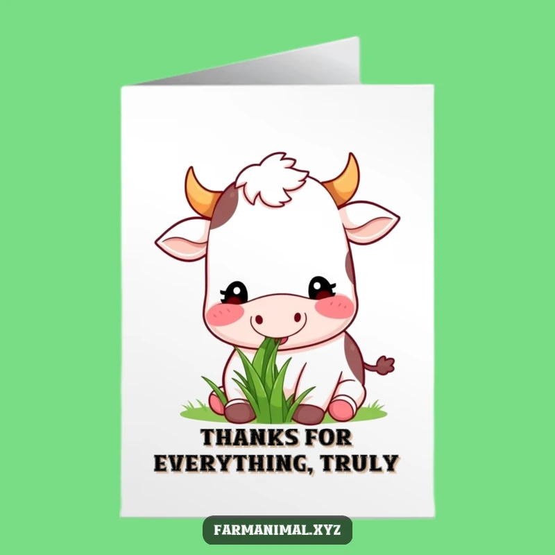 Free Printable Thank You Card: Content Cow Munching - Humorous Downloadable Gratitude!