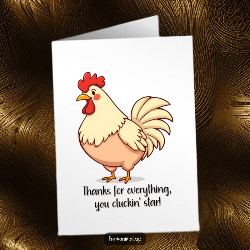 Funny Free Printable Thank You Card: A rooster with chest puffed out expresses thanks with a loud, funny crow, perfect for a heartfelt note.