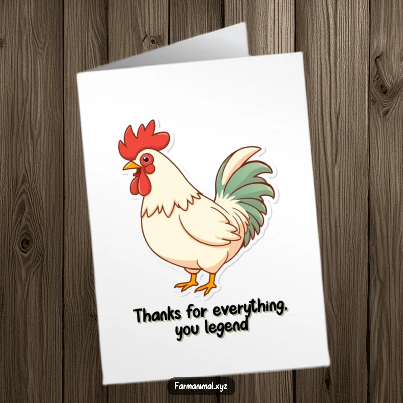 Funny Free Printable Thank You Card: A rooster puffed out and crowing, expressing immense gratitude.