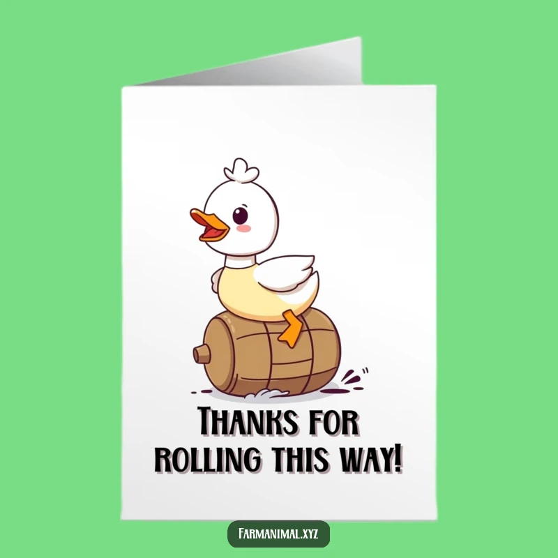 Free Printable Duck Thank You Card: Funny Rolling Gratitude Downloadable Gift