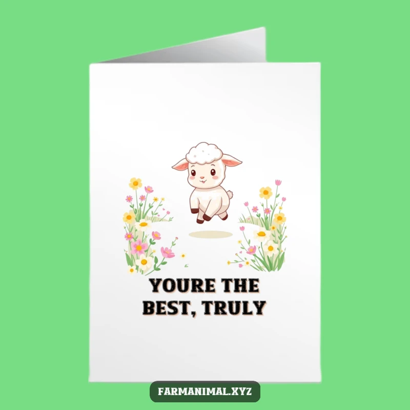 Free Printable Thank You Card: Grateful Lamb Flower Field - Downloadable Appreciation Greeting