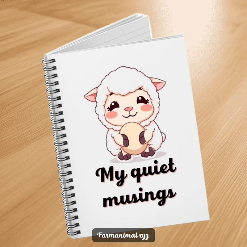 Funny Sheep Chewing Cud Notebook, featuring a sheep's peaceful chew and smile, inspiring calm note-taking and farm-themed reflection.