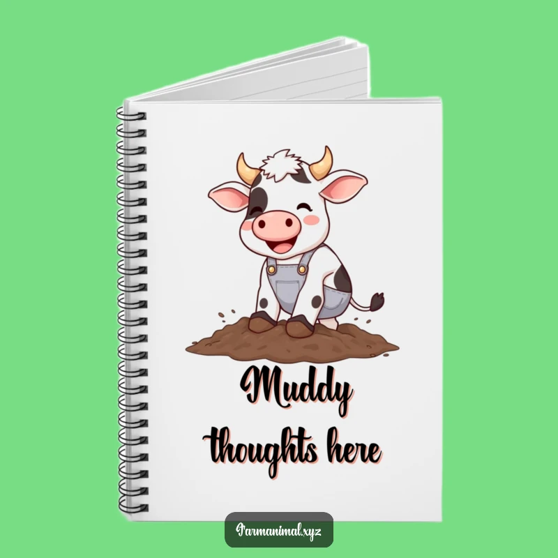 Funny Cow Stomping Mud Notebook - Jot Down Farm Ideas