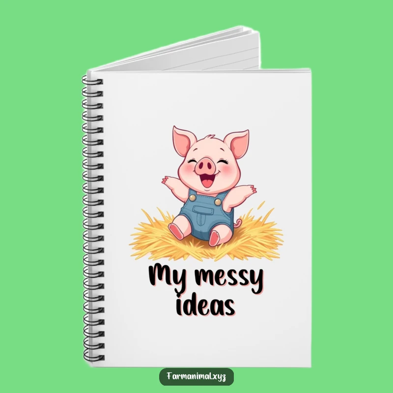 Funny Piglet Rolling Notebook - Overalls Farm Animal Journal for Cheerful Notes