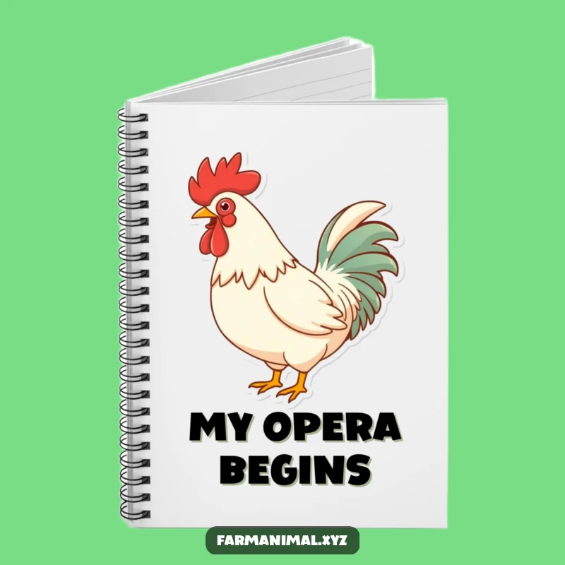 Funny Rooster Crowing Notebook - Jot Down Ideas with Farmyard Flair