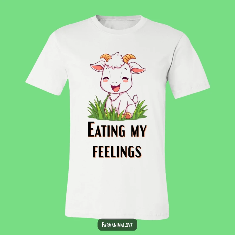 Funny Goat Grass Munching T-Shirt - Joyful Goat Smile, Great Gift!