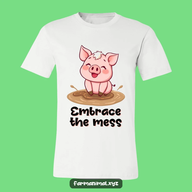 Funny Happy Pig Mud T-Shirt: Joyful Wallow Design, Perfect Farm Fun Gift