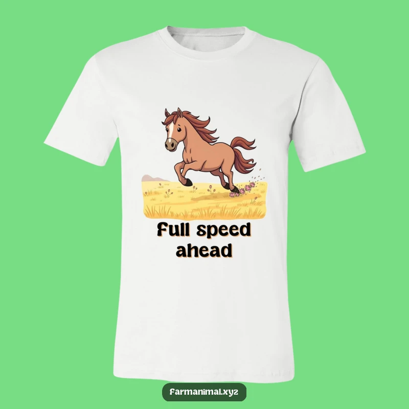Funny Determined Horse Galloping T-Shirt: Equestrian Power Tee Gift