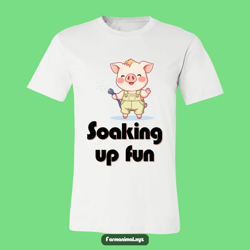 Funny Piglet Watering T-Shirt - Cheerful Overalls, Garden Play, Ultimate Funny Gift