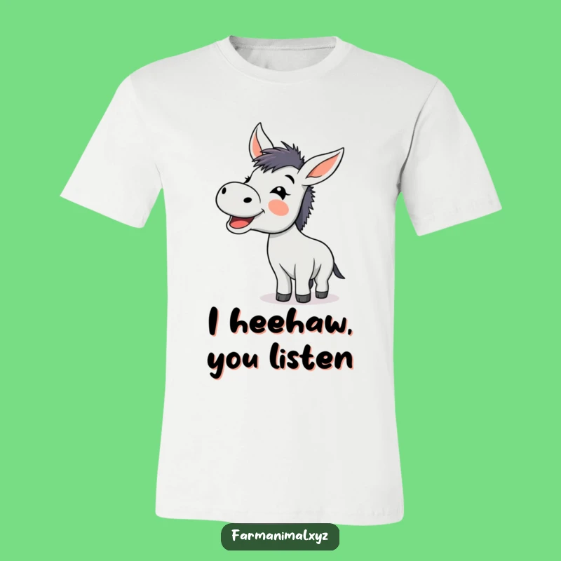 Funny Donkey Braying T-Shirt, Happy Farm Animal Tee, Adorable & Funny Gift