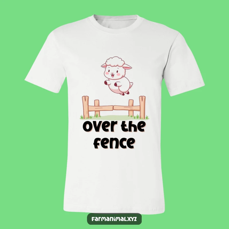 Funny Sheep Jumping T-Shirt: Playful Ewe Fence Leap Tee Gift