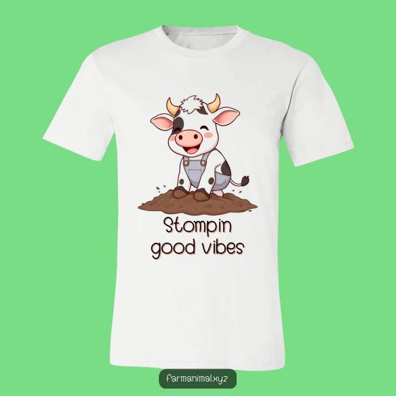 Funny Cow Stomping Mud T-Shirt - Wearable Farmyard Fun