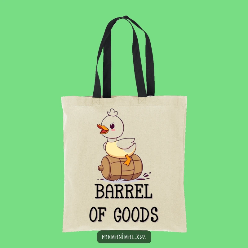 Funny Duck Tote Bag - Rolling Barrel Fun, Quacking Style, Great Funny Gift