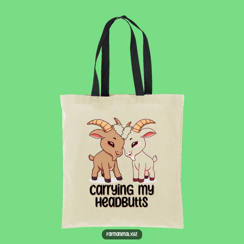 Funny Goat Headbutt Tote Bag, Playful Farm Carryall, Ideal Funny Gift
