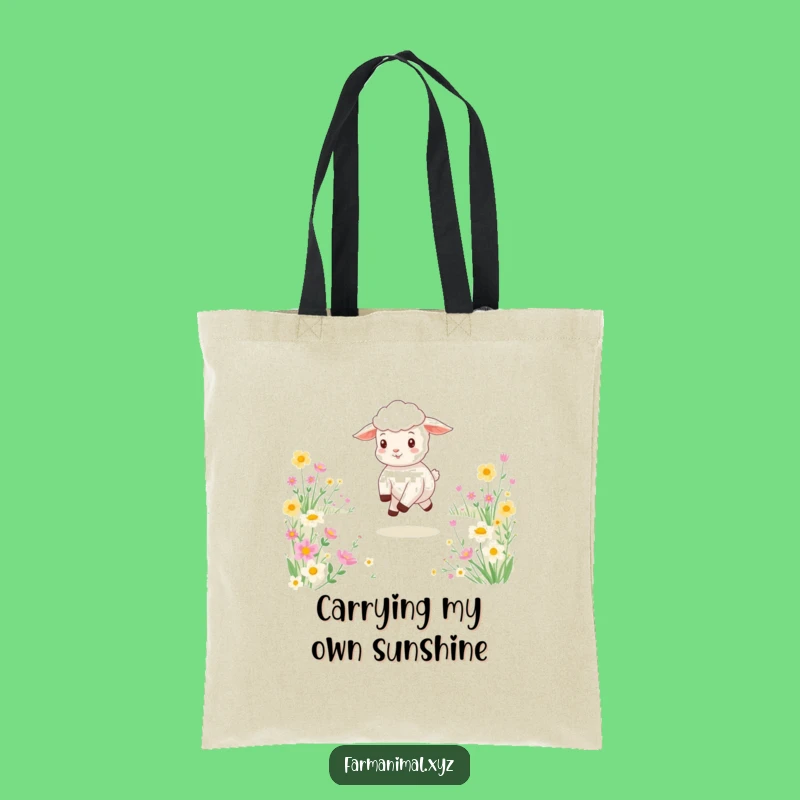 Funny Lamb Meadow Skip Tote Bag: Chic Playful Design, Perfect Eco-Friendly Gift