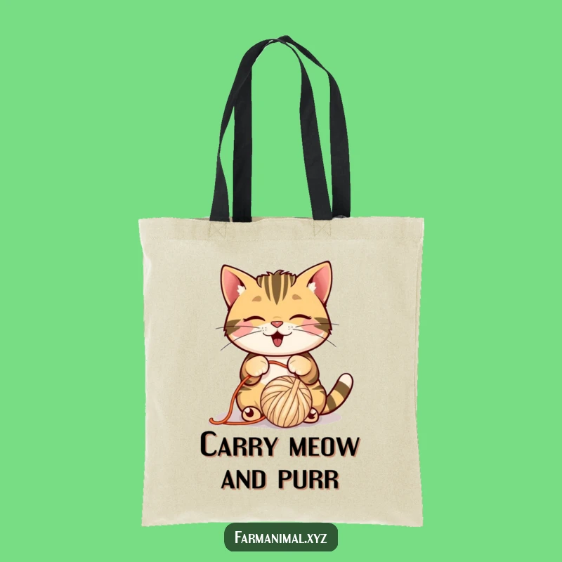 Funny Barn Cat Yarn Tote Bag: Carry Your Essentials with Feline Flair