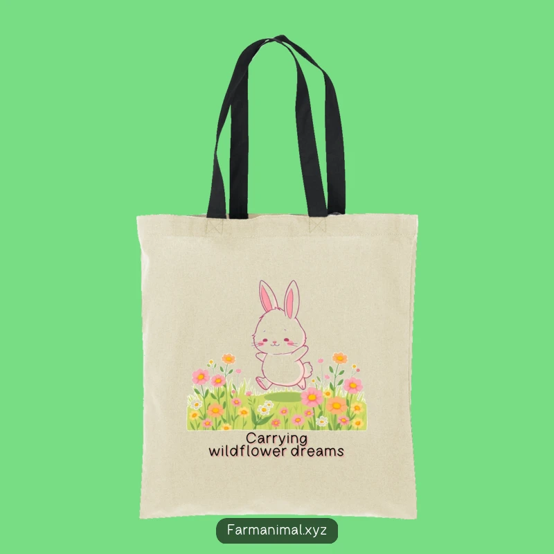 Funny Bunny Tote Bag - Fluffy Bunny Hopping, Great Shopping Bag Gift!