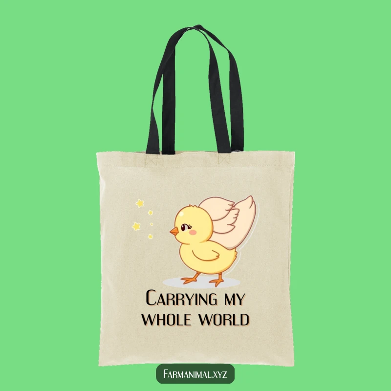 Funny Chick Momma's Follower Tote Bag, Cute Baby Bird Carryall, Ideal Funny Gift