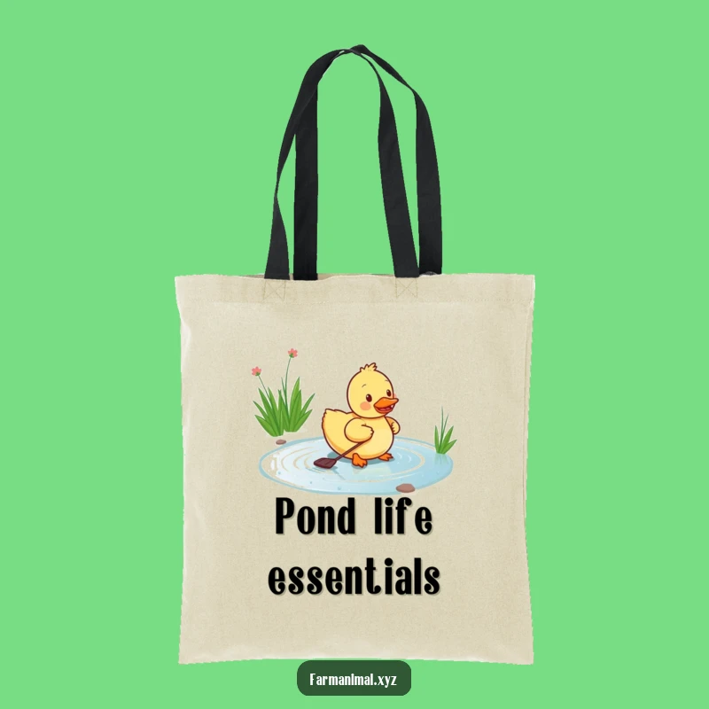 Funny Duckling Paddling Tote Bag: Energetic Pond Carryall - A Humorous Animal Fashion Gift