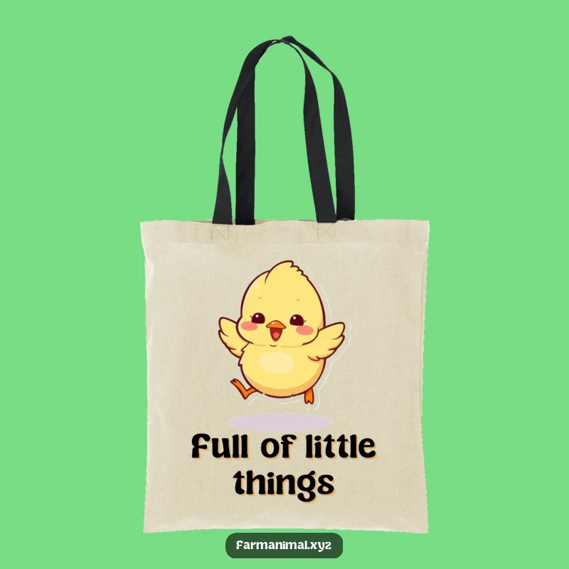 Funny Fluffy Chick Tote Bag: Excitable Hopper, Cute Funny Gift Carry-All