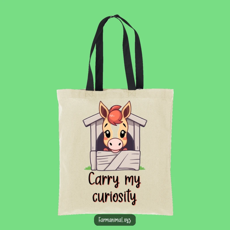 Funny Horse Tote Bag - Curious Horse Peeking, Great Shopping Bag Gift!