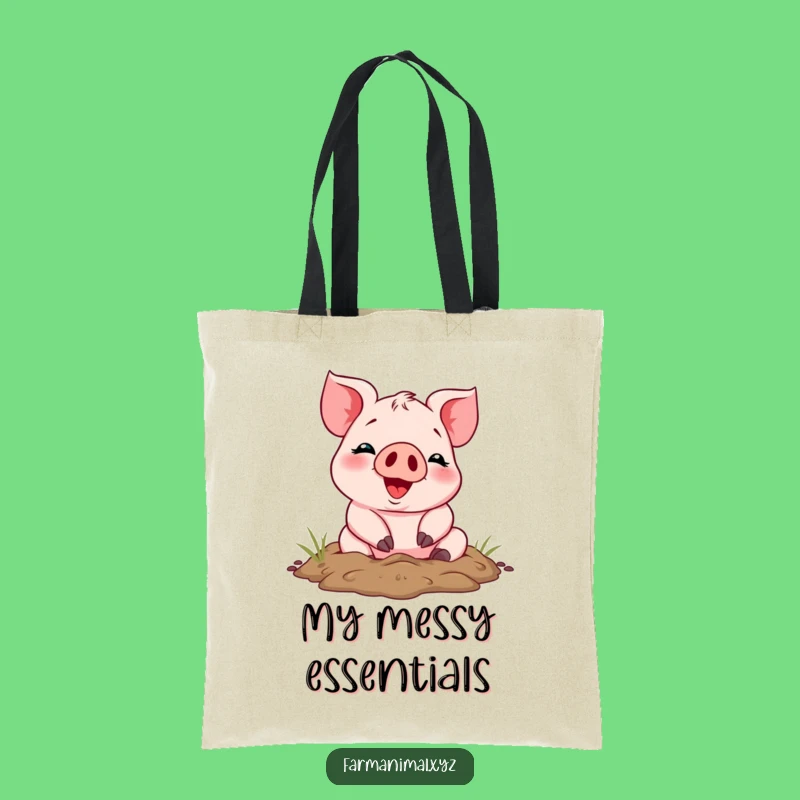 Funny Piglet Mud Rolling Tote Bag: Carry Your Fun with Swine Charm