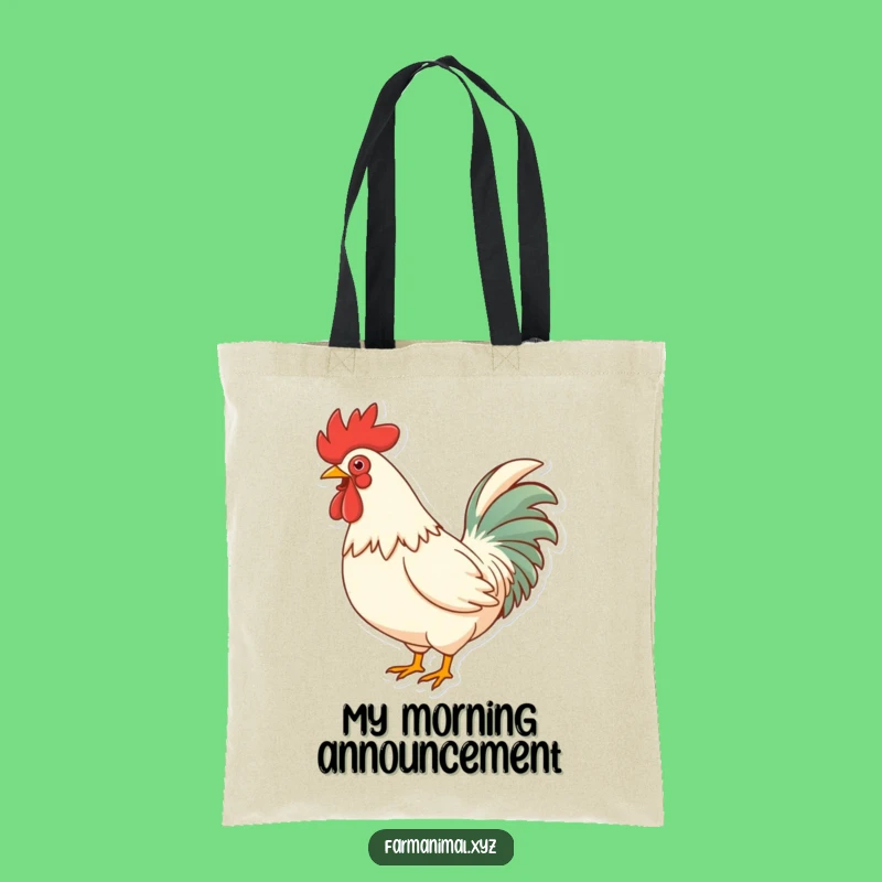 Funny Rooster Crowing Tote Bag - Carry Your Laughs Everywhere